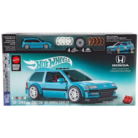 MATTEL HOT WHEELS HONDA CIVIC EF CUSTOM 1990 - 248 PEZZI - 248 PCS + CIVIC 1/64 SCALE - BLUE GREEN 1/32