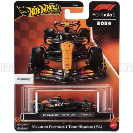 MATTEL HOT WHEELS McLAREN F1  MCL38 TEAM MCLAREN N 4 SEASON GP 2024 LANDO NORRIS - ORANGE BLACK 1/64