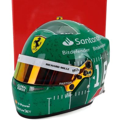 MINI HELMET BELL HELMET F1  CASCO HELMET CHARLES LECLERC TEAM SCUDERIA FERRARI SF-23 AUSTIN USA GP 2023 - GREEN 1/2
