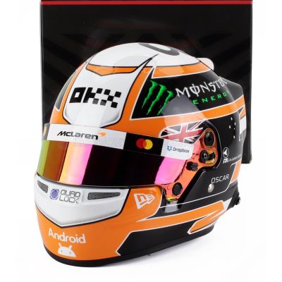 MINI HELMET BELL HELMET CASCO HELMET F1 OSCAR PIASTRI TEAM MCLAREN N 81 3rd MONACO GP 2025 - ORANGE WHITE BLACK 1/2