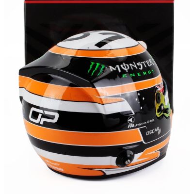 MINI HELMET BELL HELMET CASCO HELMET F1 OSCAR PIASTRI TEAM MCLAREN N 81 3rd MONACO GP 2025 - ORANGE WHITE BLACK 1/2