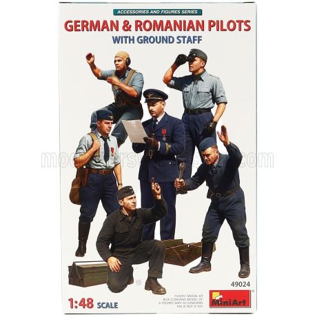 MINIART FIGURES GERMAN & ROMANIAN PILOTS MILITARY WITH GROUND STAFF 1945 1/48