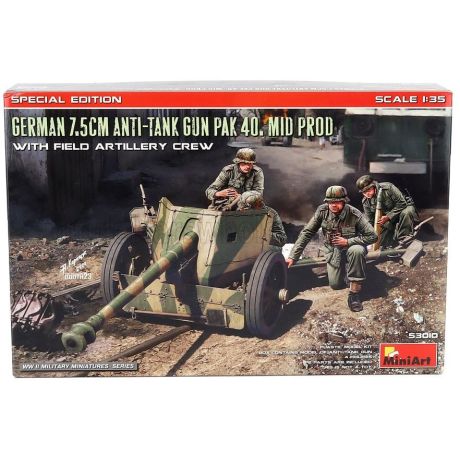 MINIART TANK GERMAN 7.5CM ANTI-TANK GUN PAK 40. MILITARY 1945 1/35