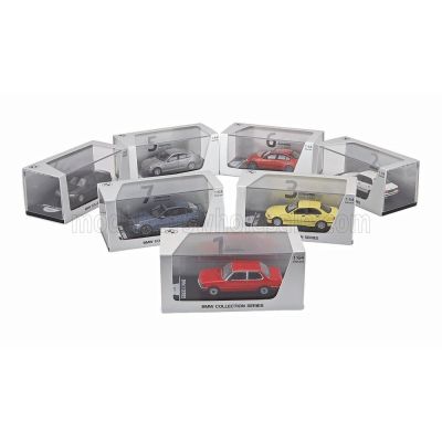 MINICHAMPS BMW SET 7X 3-SERIES COLLECTION 50 YEARS - 7 GENERATION - E21 1975 - E30 1982 - E36 1990 - E46 1997 - E90 2005 - F30 2
