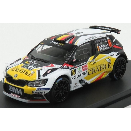 MINIPARTES ŠKODA FABIA R5 N 6 RALLY YPRES 2018 K.PRINCEN - B.EELBODE - WHITE BLACK YELLOW 1/43