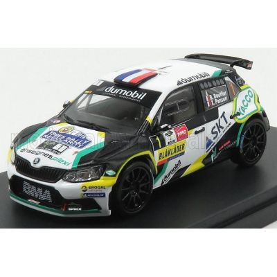 MINIPARTES ŠKODA FABIA R5 N 1 RALLY YPRES 2018 B.BOUFFIER - X.PANSERI - WHITE BLACK GREEN 1/43