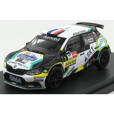 MINIPARTES ŠKODA FABIA R5 N 1 RALLY YPRES 2018 B.BOUFFIER - X.PANSERI - WHITE BLACK GREEN 1/43