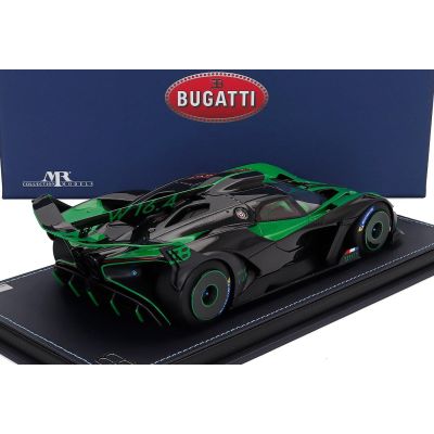 MR MODELS BUGATTI BOLIDE W16.4 8.0 FOUR-TURBO 1850hp 500km/h 2020 - CON VETRINA - WITH SHOWCASE - VERDE PIPER - GREEN BLACK 1/18