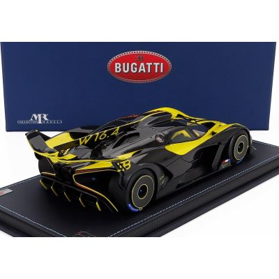 MR MODELS BUGATTI BOLIDE W16.4 8.0 FOUR-TURBO 1850hp 500km/h 2020 - CON VETRINA - WITH SHOWCASE - YELLOW BLACK 1/18