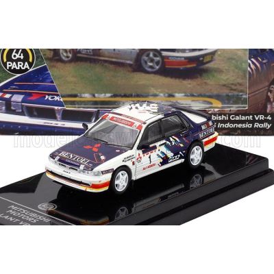 PARAGON MODELS MITSUBISHI GALANT VR-4 N 1 RALLY INDONESIA RHD 1993 ROSS DUNKERTON - FRED GOCENTAS - WHITE BLUE 1/64