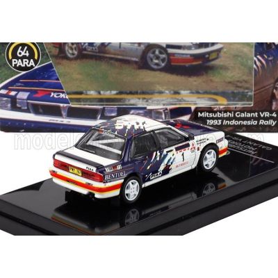 PARAGON MODELS MITSUBISHI GALANT VR-4 N 1 RALLY INDONESIA RHD 1993 ROSS DUNKERTON - FRED GOCENTAS - WHITE BLUE 1/64