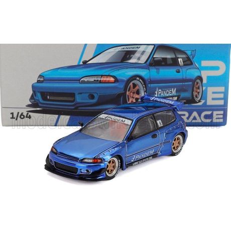POP RACE LIMITED HONDA CIVIC EG6 PANDEM 1991 - CHROME BLUE 1/64