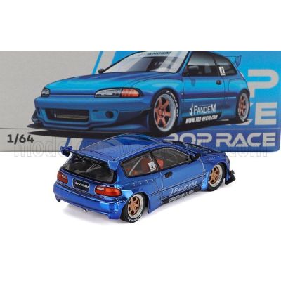 POP RACE LIMITED HONDA CIVIC EG6 PANDEM 1991 - CHROME BLUE 1/64