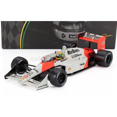 PREMIUM X McLAREN F1  MP4/4 N 12 WORLD CHAMPION WINNER JAPAN GP 1988 AYRTON SENNA - WHITE RED 1/18