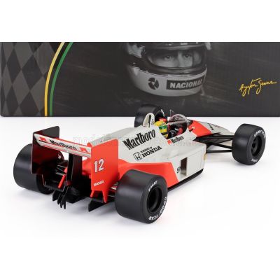 PREMIUM X McLAREN F1  MP4/4 N 12 WORLD CHAMPION WINNER JAPAN GP 1988 AYRTON SENNA - WHITE RED 1/18