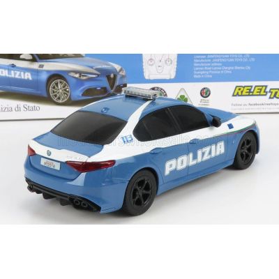 RE EL TOYS ALFA ROMEO GIULIA QUADRIFOGLIO POLIZIA STRADALE 2015 - LIGHT BLUE WHITE 1/24