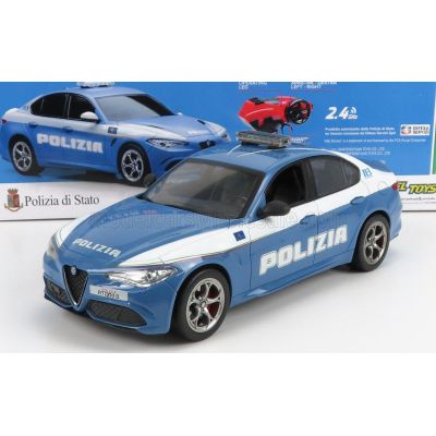 RE EL TOYS ALFA ROMEO GIULIA QUADRIFOGLIO POLIZIA STRADALE 2015 - LIGHT BLUE WHITE 1/14