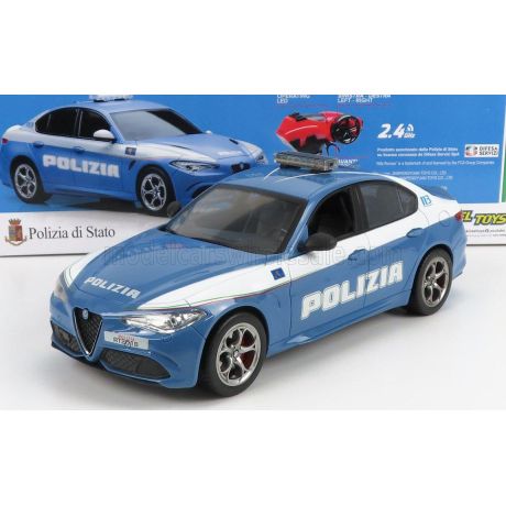 RE EL TOYS ALFA ROMEO GIULIA QUADRIFOGLIO POLIZIA STRADALE 2015 - LIGHT BLUE WHITE 1/14