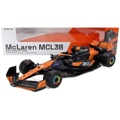 RE EL TOYS McLAREN F1  MCL38 TEAM MCLAREN N 4 WINNER MIAMI GP 2024 FIRST F1 VICTORY LANDO NORRIS - ORANGE BLACK 1/14