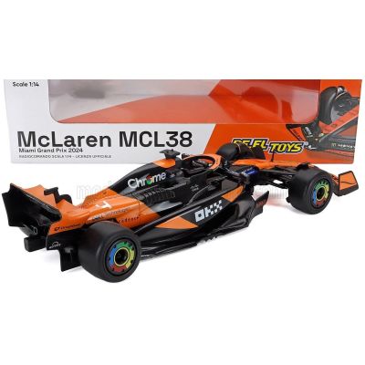 RE EL TOYS McLAREN F1  MCL38 TEAM MCLAREN N 4 WINNER MIAMI GP 2024 FIRST F1 VICTORY LANDO NORRIS - ORANGE BLACK 1/14