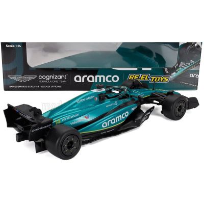RE EL TOYS ASTON MARTIN F1  AMR23 TEAM ARAMCO COGNIZANT N 14 SEASON 2023 FERNANDO ALONSO - GREEN BLACK 1/14