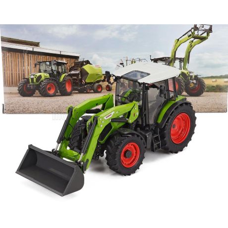 ROS MODEL CLAAS AXOS 3.95 FL100 TRACTOR WITH FRONT LOADER 2020 - LIGHT GREEN BLACK 1/32