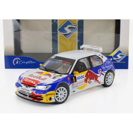 SOLIDO PEUGEOT 306 MAXI N 1 RALLY DU VAR 2017 SEBASTIAN LOEB - DANIEL ELENA - WHITE BLUE RED 1/18