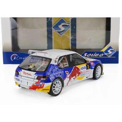 SOLIDO PEUGEOT 306 MAXI N 1 RALLY DU VAR 2017 SEBASTIAN LOEB - DANIEL ELENA - WHITE BLUE RED 1/18