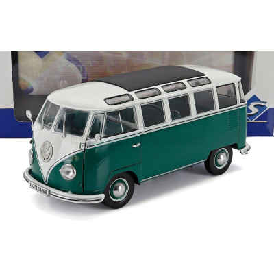SOLIDO VOLKSWAGEN T1 SAMBA MINIBUS 1962 - GREEN WHITE 1/18