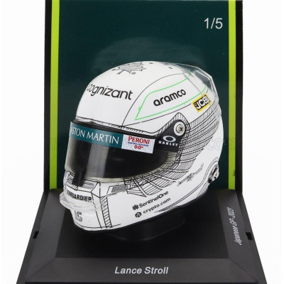 SPARK MODEL STILO HELMET F1  CASCO HELMET ASTON MARTIN AMR23 TEAM ARAMCO COGNIZANT N 18 JAPAN GP 2023 LANCE STROLL - WHITE 1/5