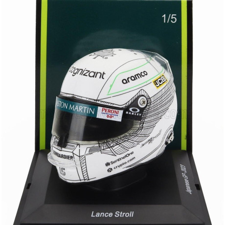 SPARK MODEL STILO HELMET F1  CASCO HELMET ASTON MARTIN AMR23 TEAM ARAMCO COGNIZANT N 18 JAPAN GP 2023 LANCE STROLL - WHITE 1/5