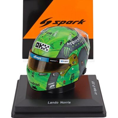 SPARK MODEL BELL HELMET CASCO HELMET F1 LANDO NORRIS WORLD CHAMPION TEAM MCLAREN N 4 LAS VEGAS USA GP 2025 - GREEN BLACK 1/5