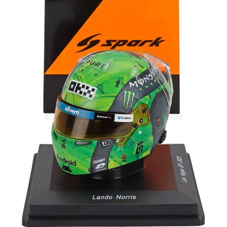 SPARK MODEL BELL HELMET CASCO HELMET F1 LANDO NORRIS WORLD CHAMPION TEAM MCLAREN N 4 LAS VEGAS USA GP 2025 - GREEN BLACK 1/5