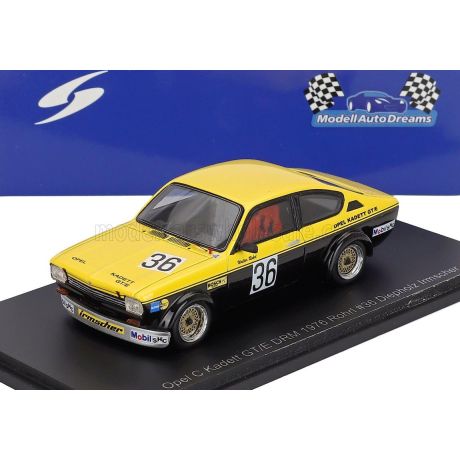 SPARK MODEL OPEL KADETT C COUPE GT/E N 36 DRM 1976 WALTER ROHRL - YELLOW BLACK 1/43