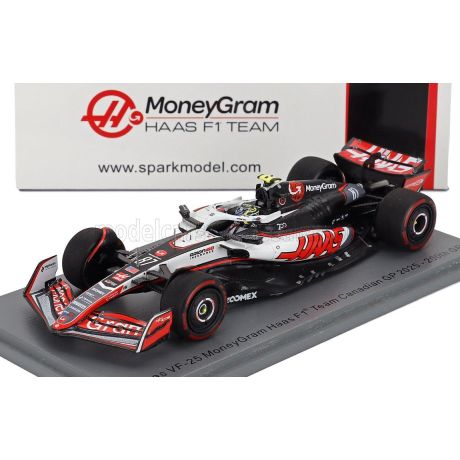 SPARK MODEL HAAS F1  VF-25 TEAM MONEYGRAM HAAS N 87 CANADA GP 2025 OLIVER BEARMAN - WHITE BLACK RED 1/43