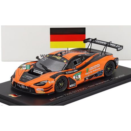 SPARK MODEL McLAREN 720S GT3 EVO 4.0L TWIN TURBO V8 TEAM DOOR MOTORSPORT N 25 DTM SEASON 2024 BEN DORR - ORANGE BLACK 1/43