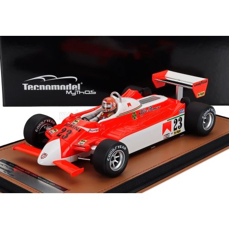 TECNOMODEL ALFA ROMEO F1  179 N 23 MONACO GP (with pilot figure) 1980 BRUNO GIACOMELLI - WHITE RED 1/18