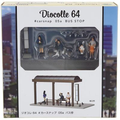 TOMICA ACCESSORIES DIORAMA FERMATA AUTOBUS - BUS STOP WITH FIGURES - VARIOUS 1/64