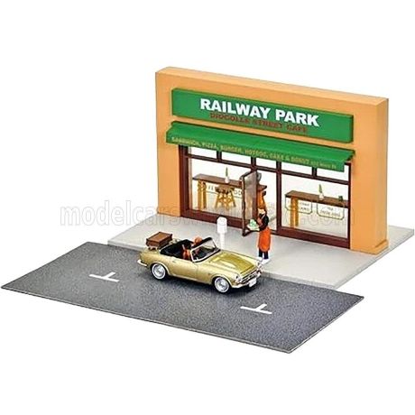 TOMICA ACCESSORIES DIORAMA CAFE TERRACE WITH FIGURES AND HONDA S800 CAR - VARIOUS 1/64