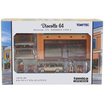 TOMICA ACCESSORIES DIORAMA CAFE TERRACE WITH FIGURES AND HONDA S800 CAR - VARIOUS 1/64