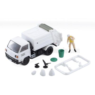 TOMICA MITSUBISHI FUSO TRUCK TRASPORTO E RACCOLTA RIFIUTI 2-ASSI 2017 WITH FIGURE AND ACCESSORIES - WHITE 1/64