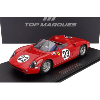 TOPMARQUES FERRARI 250P SPIDER 3.0L V12 TEAM FERRARI SPA SEFAC N 23 24h LE MANS 1963 JOHN SURTEES - WILLY MAIRESSE - RED 1/12