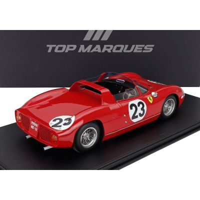 TOPMARQUES FERRARI 250P SPIDER 3.0L V12 TEAM FERRARI SPA SEFAC N 23 24h LE MANS 1963 JOHN SURTEES - WILLY MAIRESSE - RED 1/12