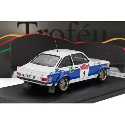 TROFEU FORD ENGLAND ESCORT MKII (night version) N 1 RALLY SANREMO 1977 BJORN WALDEGAARD - HANS THORZELIUS - WHITE BLUE 1/43