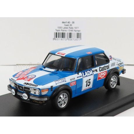 TROFEU SAAB 99 TEAM KONELA RACING N 15 RALLY 1000 LAKES 1977 T.RAINIO - E.NYMAN - BLUE WHITE 1/43