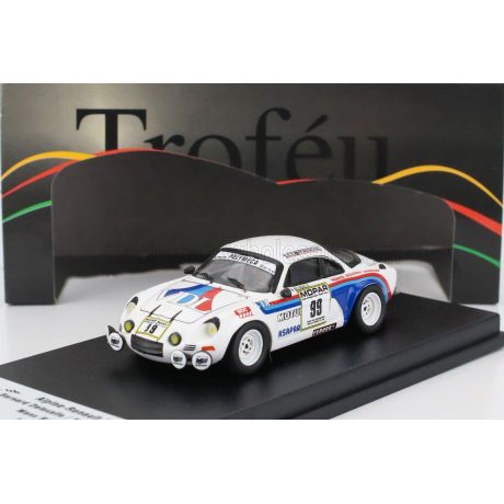 TROFEU RENAULT ALPINE A110 (night version) N 99 RALLY MAN 1979 BERNARD DELESALLE - YANNICK ANNAUD - WHITE BLUE 1/43