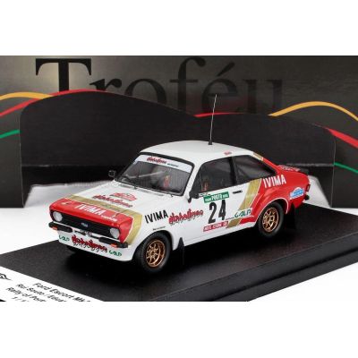 TROFEU FORD ENGLAND ESCORT MKII N 24 RALLY PORTUGAL 1983 RUI SOUTO - EDUARDO CID - WHITE RED 1/43