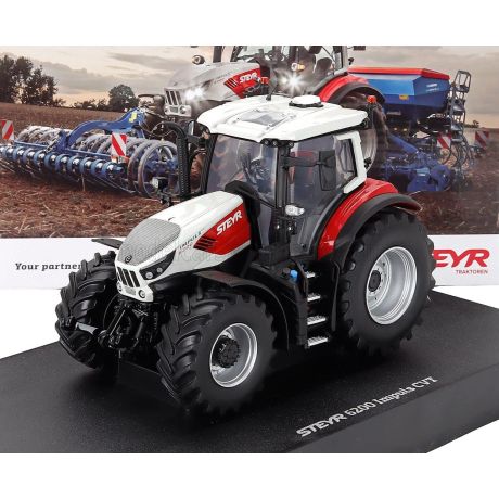 UNIVERSAL HOBBIES STEYR IMPULS 6200 CVT TRACTOR 2022 - WHITE RED 1/32