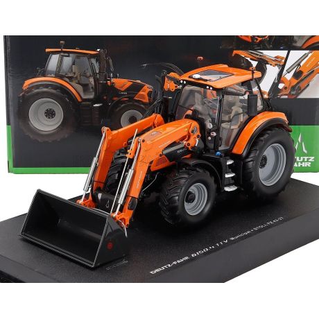 UNIVERSAL HOBBIES DEUTZ-FAHR 6150.4 TTV TRACTOR WITH FZ 47-23 FRONT LOADER 2018 - ORANGE BLACK 1/32