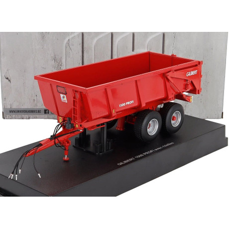 UNIVERSAL HOBBIES GILIBERT PROFI 1500 RIMORCHIO 2-ASSI - TRAILER FOR TRACTOR 2010 - RED 1/32